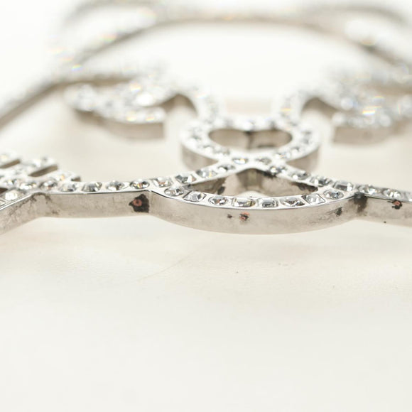 CHANEL Brooch Metal Silver CC Auth bs35760M