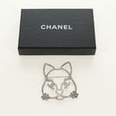 CHANEL Brooch Metal Silver CC Auth bs35760M-12