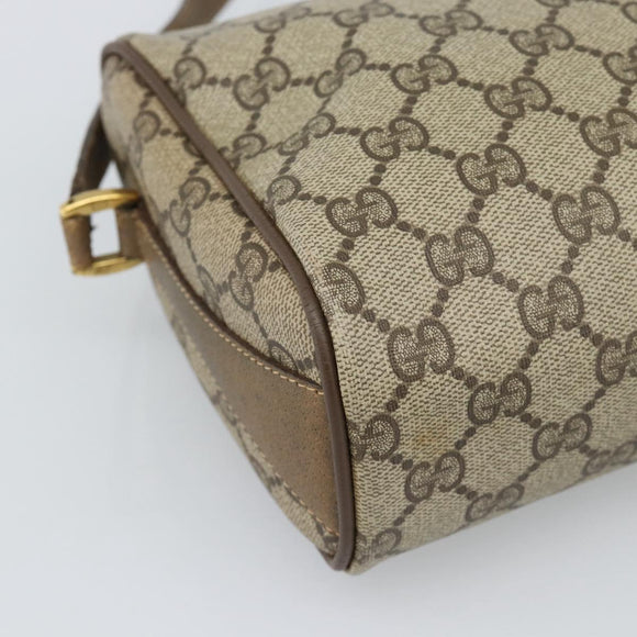 GUCCI GG Supreme Shoulder Bag PVC Beige Gold Auth bs35769