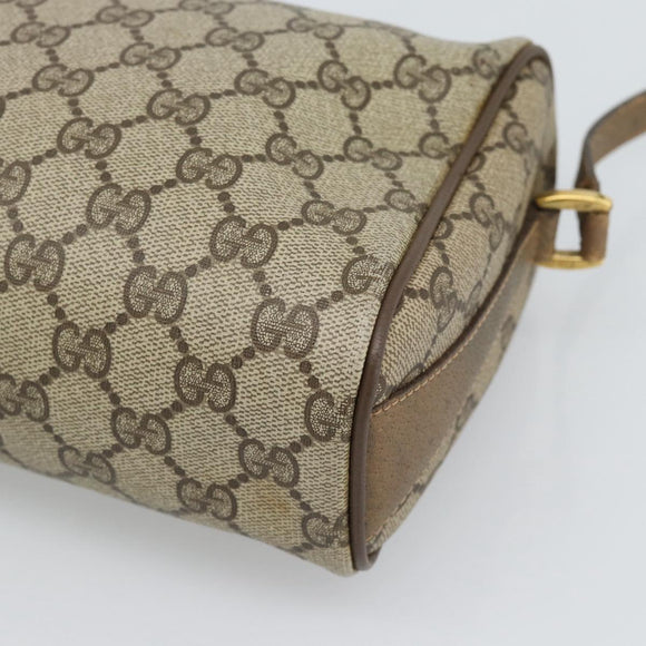GUCCI GG Supreme Shoulder Bag PVC Beige Gold Auth bs35769