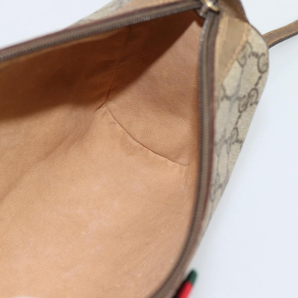 GUCCI GG Supreme Shoulder Bag PVC Beige Gold Auth bs35769