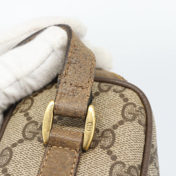 GUCCI GG Supreme Shoulder Bag PVC Beige Gold Auth bs35769