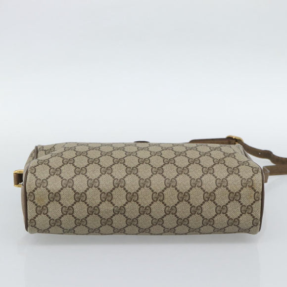 GUCCI GG Supreme Shoulder Bag PVC Beige Gold Auth bs35769