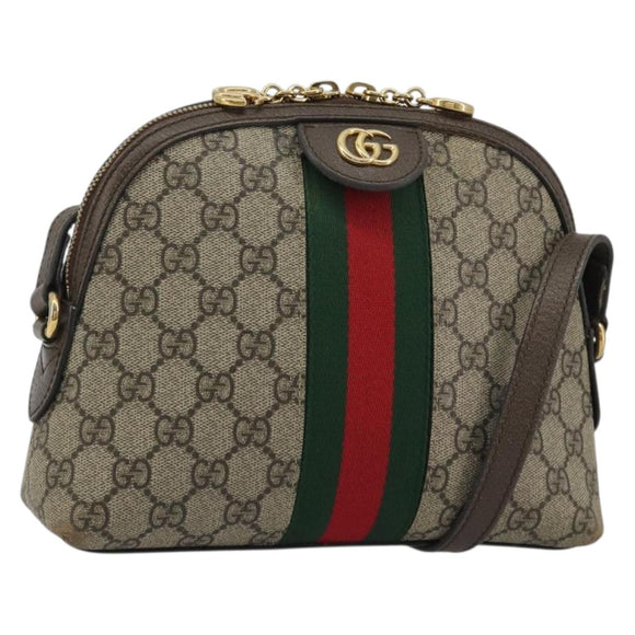 GUCCI GG Supreme Shoulder Bag PVC Beige Gold 499621 Auth bs35770