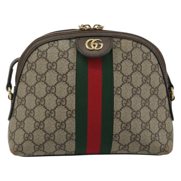 GUCCI GG Supreme Shoulder Bag PVC Beige Gold 499621 Auth bs35770