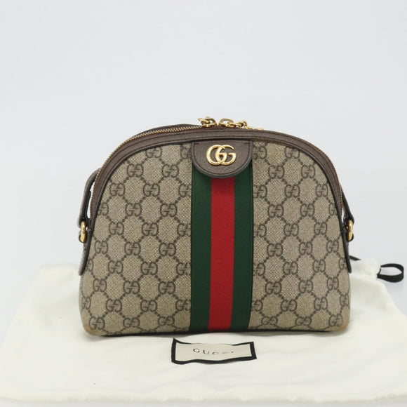 GUCCI GG Supreme Shoulder Bag PVC Beige Gold 499621 Auth bs35770