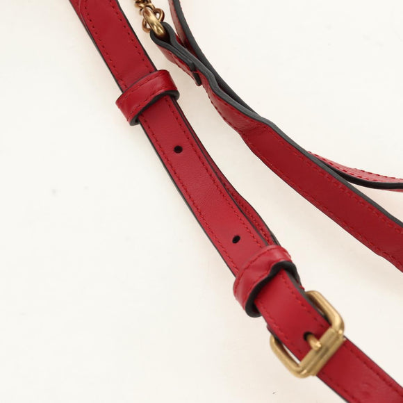 GUCCI Shoulder Bag Leather Red Gold 598594 Auth bs35771V