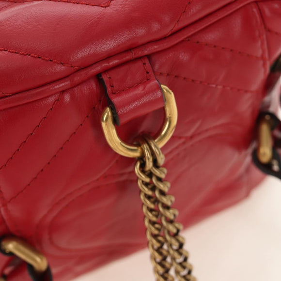 GUCCI Shoulder Bag Leather Red Gold 598594 Auth bs35771V