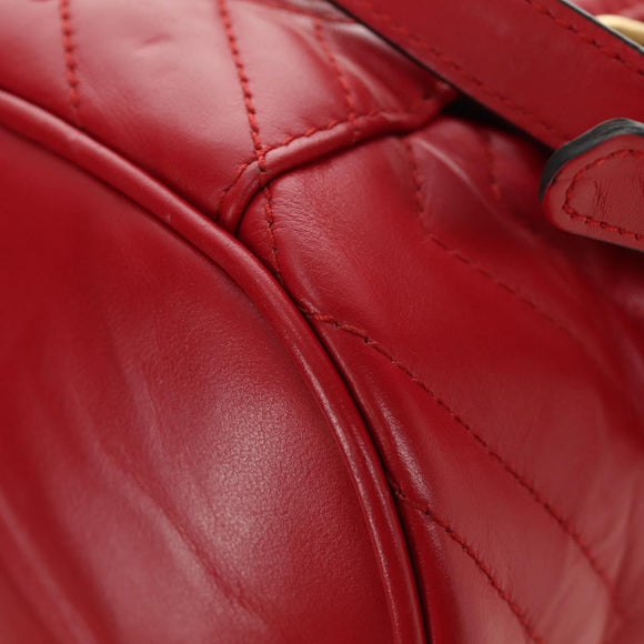 GUCCI Shoulder Bag Leather Red Gold 598594 Auth bs35771V