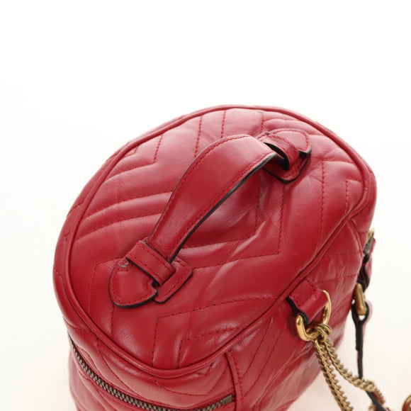 GUCCI Shoulder Bag Leather Red Gold 598594 Auth bs35771V
