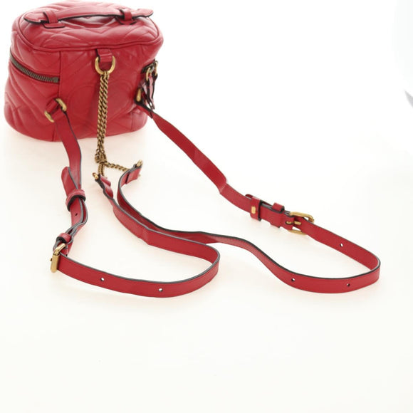 GUCCI Shoulder Bag Leather Red Gold 598594 Auth bs35771V