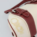LOEWE Hand Bag Canvas Beige Silver Auth bs35772-13