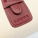 LOEWE Hand Bag Canvas Beige Silver Auth bs35772-16