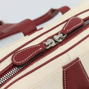 LOEWE Hand Bag Canvas Beige Silver Auth bs35772-17