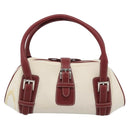 LOEWE Hand Bag Canvas Beige Silver Auth bs35772-2