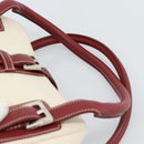 LOEWE Hand Bag Canvas Beige Silver Auth bs35772-8