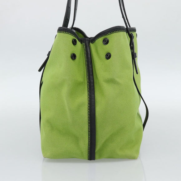 BOTTEGA VENETA Tote Bag Canvas Green Black 256763 Auth bs35773