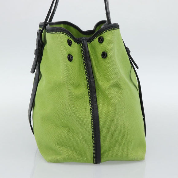BOTTEGA VENETA Tote Bag Canvas Green Black 256763 Auth bs35773