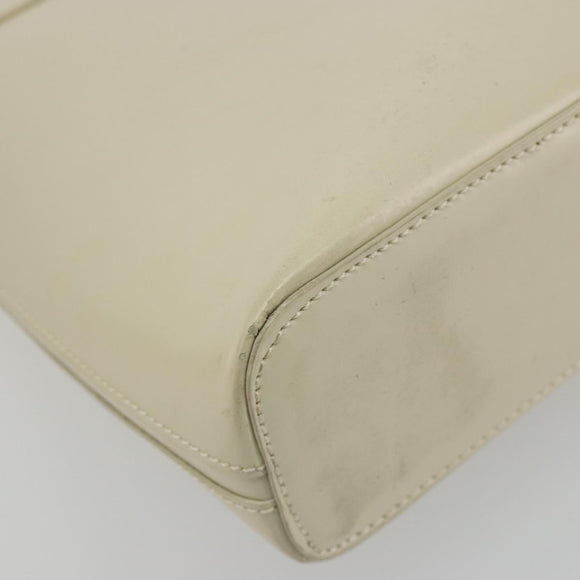 LOEWE Hand Bag Patent Beige Silver Auth bs35774