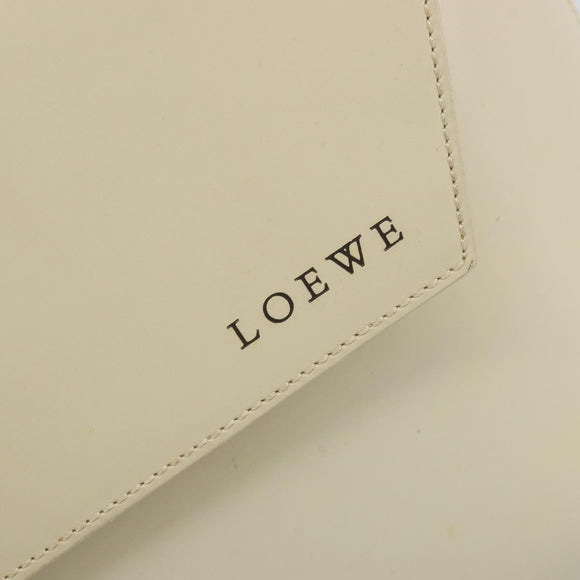 LOEWE Hand Bag Patent Beige Silver Auth bs35774