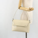LOEWE Hand Bag Patent Beige Silver Auth bs35774-24