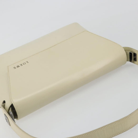 LOEWE Hand Bag Patent Beige Silver Auth bs35774