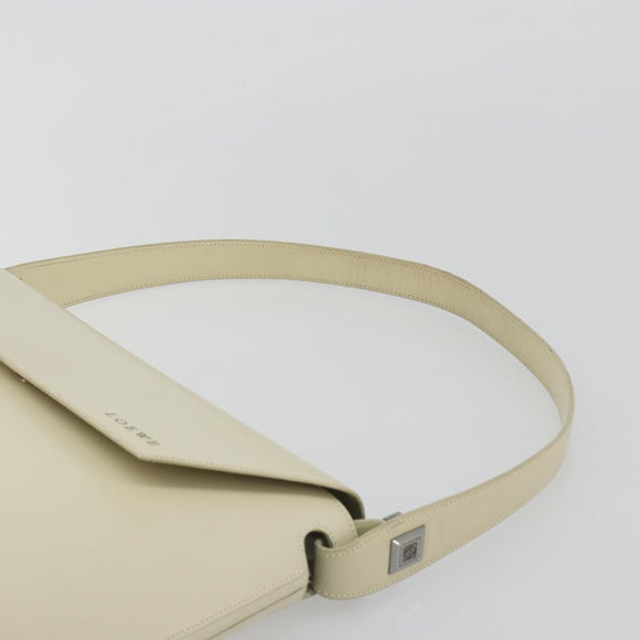 LOEWE Hand Bag Patent Beige Silver Auth bs35774