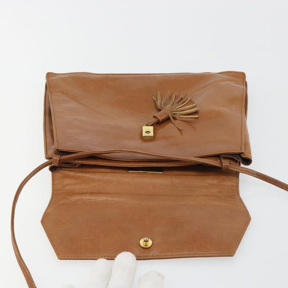 BOTTEGA VENETA Shoulder Bag Leather Brown Gold Auth bs35782