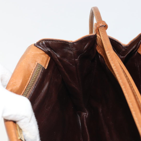 BOTTEGA VENETA Shoulder Bag Leather Brown Gold Auth bs35782
