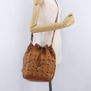 MCM Vicetos Shoulder Bag Leather Brown Gold Auth bs35784-21