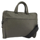 BOTTEGA VENETA INTRECCIATO Business Bag Leather 2way Gray Auth bs35785-1