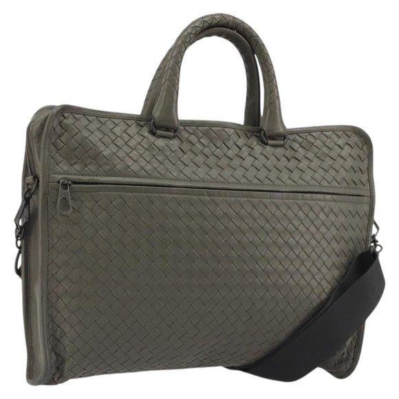 BOTTEGA VENETA INTRECCIATO Business Bag Leather 2way Gray Auth bs35785