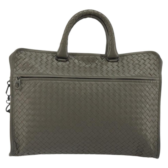 BOTTEGA VENETA INTRECCIATO Business Bag Leather 2way Gray Auth bs35785