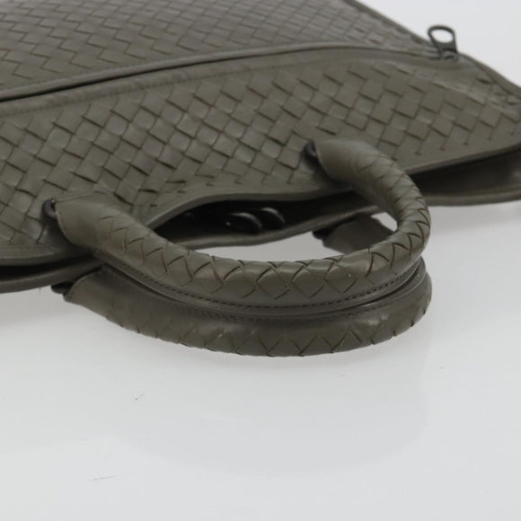 BOTTEGA VENETA INTRECCIATO Business Bag Leather 2way Gray Auth bs35785