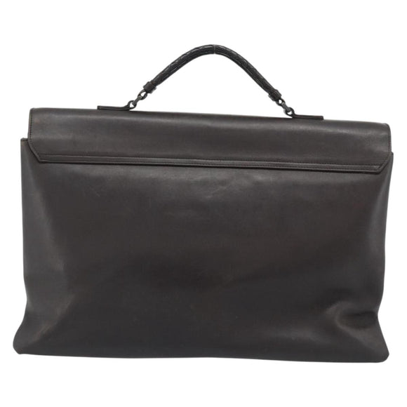 BOTTEGA VENETA INTRECCIATO Business Bag Black Silver 155172 Auth bs35786
