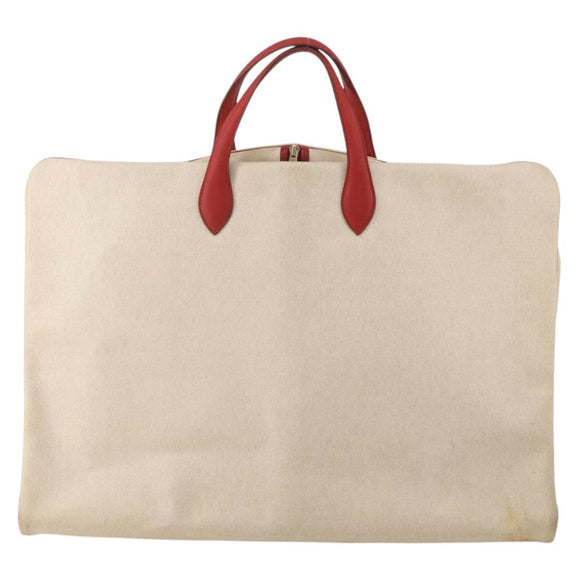 HERMES Garment Cover Canvas Leather Beige Gold Auth bs35793V