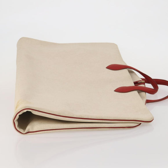 HERMES Garment Cover Canvas Leather Beige Gold Auth bs35793V