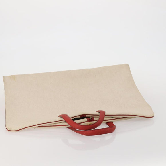 HERMES Garment Cover Canvas Leather Beige Gold Auth bs35793V