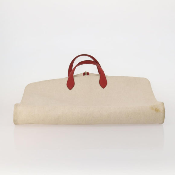 HERMES Garment Cover Canvas Leather Beige Gold Auth bs35793V