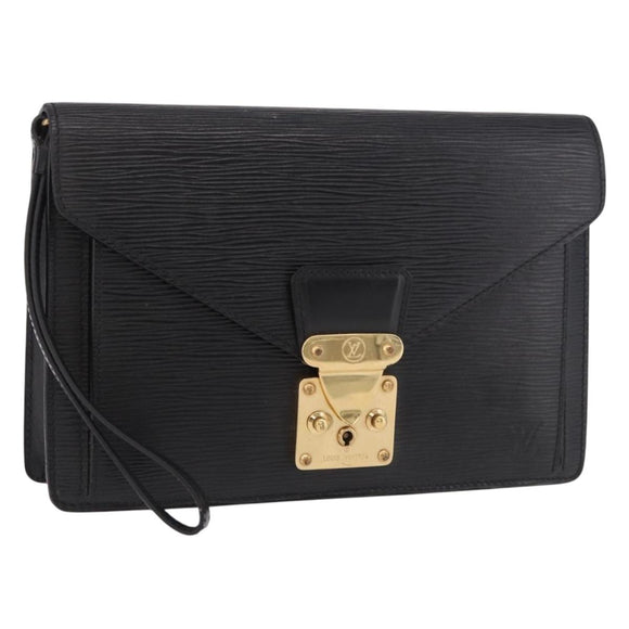 LOUIS VUITTON Epi Sellier Dragonne Clutch Bag Black M52612 LV Auth bs35798A