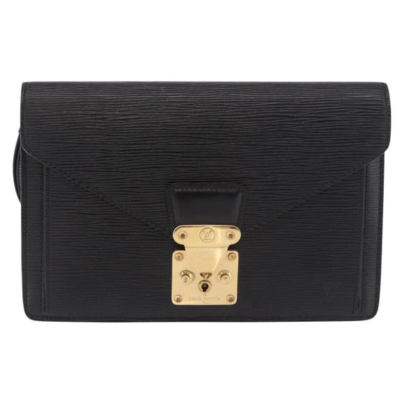 LOUIS VUITTON Epi Sellier Dragonne Clutch Bag Black M52612 LV Auth bs35798A