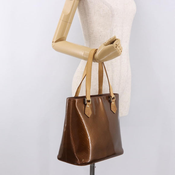 LOUIS VUITTON Monogram Vernis Houston Hand Bag Bronze M91122 LV Auth bs35800