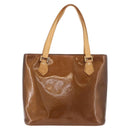 LOUIS VUITTON Monogram Vernis Houston Hand Bag Bronze M91122 LV Auth bs35800-2