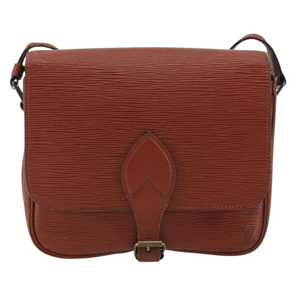 LOUIS VUITTON Epi Cartouchiere MM Shoulder Bag Brown M52243 LV Auth bs35803