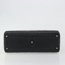 Christian Dior Lady Dior Canage Hand Bag Lamb Skin Black Gold Auth bs35805V-9