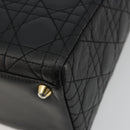 Christian Dior Lady Dior Canage Hand Bag Lamb Skin Black Gold Auth bs35805V-12