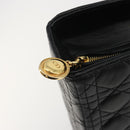 Christian Dior Lady Dior Canage Hand Bag Lamb Skin Black Gold Auth bs35805V-15