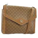 CELINE Macadam Shoulder Bag PVC Leather Beige Gold Auth bs35806-1