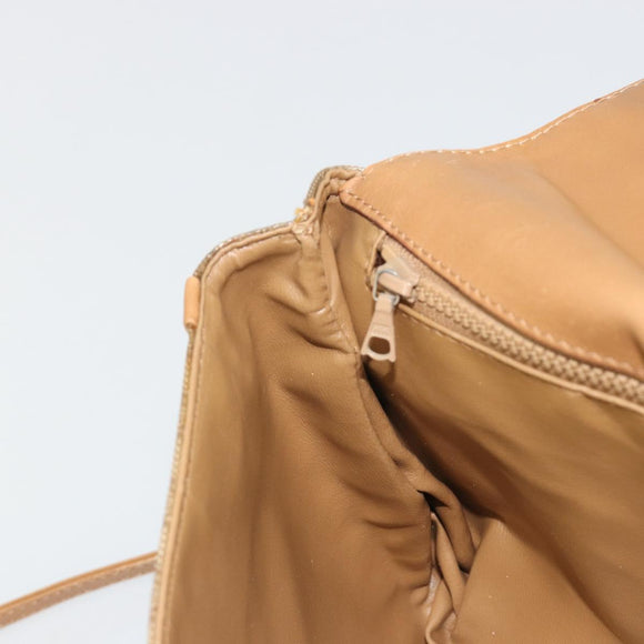 CELINE Macadam Shoulder Bag PVC Leather Beige Gold Auth bs35806