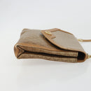 CELINE Macadam Shoulder Bag PVC Leather Beige Gold Auth bs35806-4